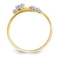 10K Yellow Gold Double Flower CZ Bypass Ring view 2