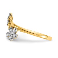 10K Yellow Gold Double Flower CZ Bypass Ring view 4