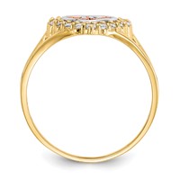 10K Two-tone Ring with White Rhodium 15 Heart CZ Halo view 2