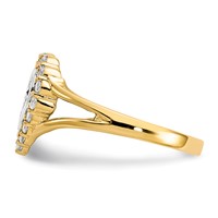 10K Two-tone Ring with White Rhodium 15 Heart CZ Halo view 4