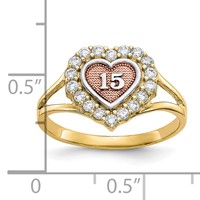 10K Two-tone Ring with White Rhodium 15 Heart CZ Halo view 3