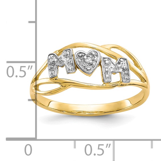 10K w/Rhodium Mom CZ Ring