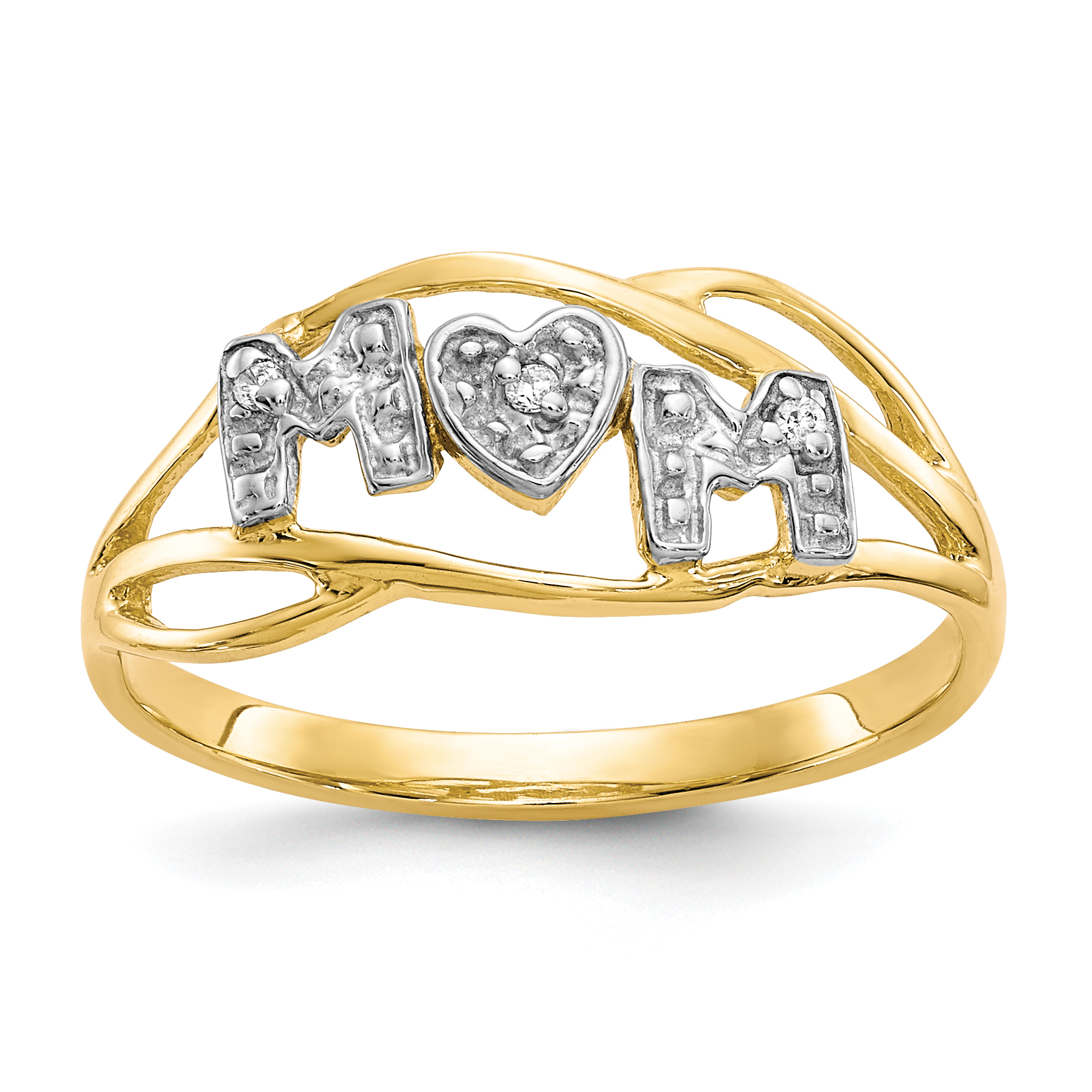 10K w/Rhodium Mom CZ Ring (10C1221)