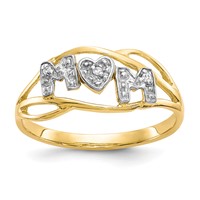 10K and White Rhodium Mom CZ Ring view 1