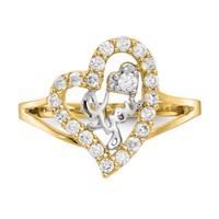 10K and White Rhodium I Heart You CZ Heart Ring view 5