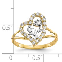 10K and White Rhodium I Heart You CZ Heart Ring view 3