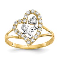 10K and White Rhodium I Heart You CZ Heart Ring view 1