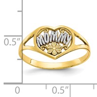 10K and White Rhodium Mommy Ring with Flower Heart view 3
