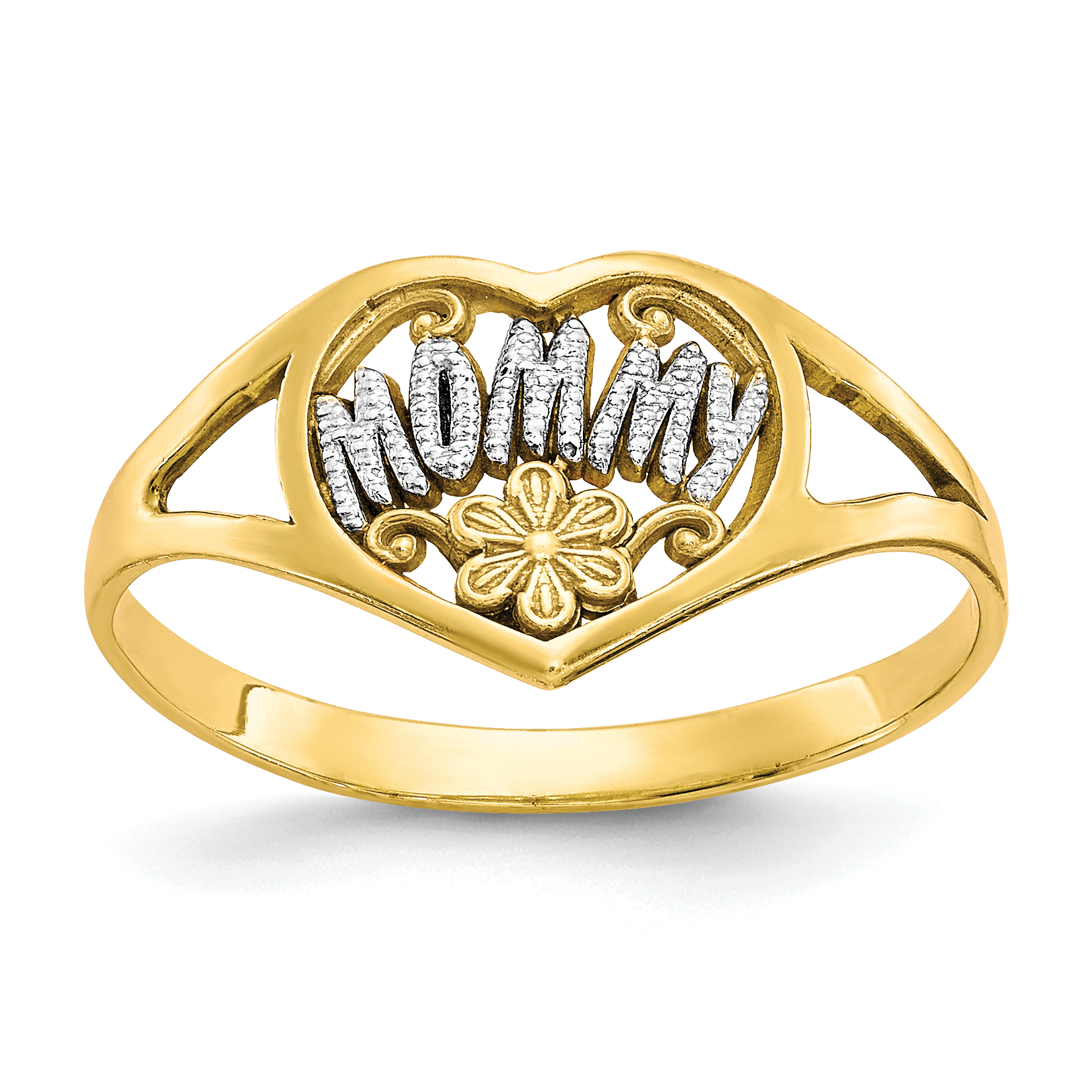 10K w/Rhodium Mommy Heart Ring (10C1225)