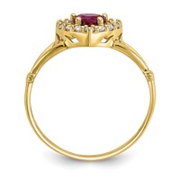 10K Red and White CZ Heart Halo Ring view 2