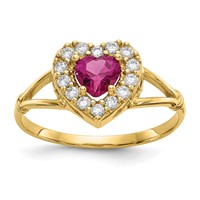 10K Red and White CZ Heart Halo Ring view 1