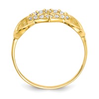 10K Yellow Gold CZ Three Heart Ring view 2