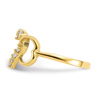10K Yellow Gold CZ Three Heart Ring view 4