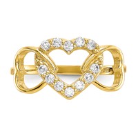 10K Yellow Gold CZ Three Heart Ring view 5