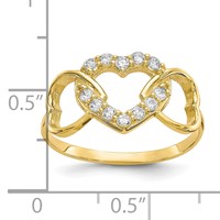 10K Yellow Gold CZ Three Heart Ring view 3