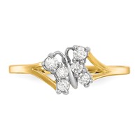 10K and White Rhodium CZ Butterfly Ring view 4
