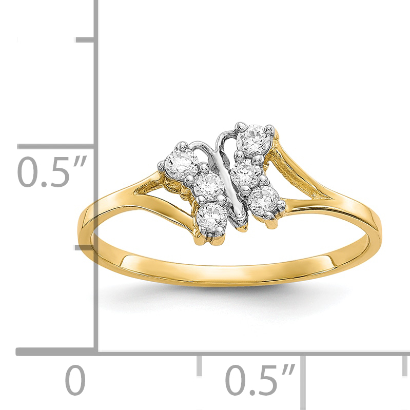 10K w/Rhodium CZ Butterfly Ring 10C1232 - Picture 5 of 6