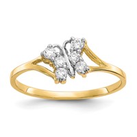 10K and White Rhodium CZ Butterfly Ring view 1