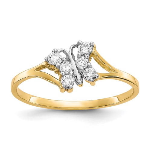 10K and White Rhodium CZ Butterfly Ring