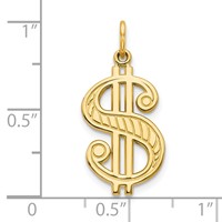 10K Yellow Gold Solid Polished Dollar Sign Charm view 3