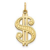 10K Yellow Gold Solid Polished Dollar Sign Charm view 1
