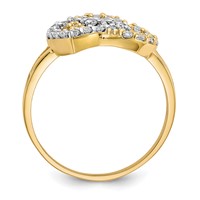 10K and White Rhodium Double Heart CZ Ring view 2