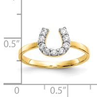 10K Yellow Gold CZ Horseshoe Ring view 3