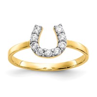 10K Yellow Gold CZ Horseshoe Ring view 1