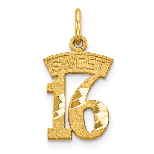 10K Yellow Gold Sweet 16 Charm