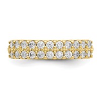 10K Yellow Gold Fancy 2-Row Clear CZ Ring view 5