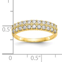 10K Yellow Gold Fancy 2-Row Clear CZ Ring view 3