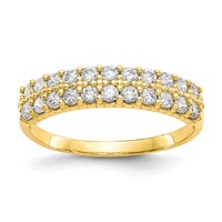 10K Yellow Gold Fancy 2-Row Clear CZ Ring view 1