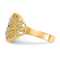 10K and White Rhodium Filigree Heart Ring view 4