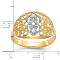 10K and White Rhodium Filigree Heart Ring view 3
