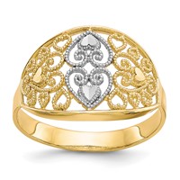 10K and White Rhodium Filigree Heart Ring view 1