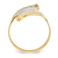 10K and White Rhodium Diamond-Cut Filigree Leaves Bypass Ring view 2