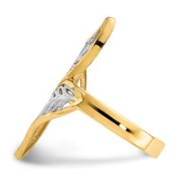 10K and White Rhodium Diamond-Cut Filigree Leaves Bypass Ring view 4