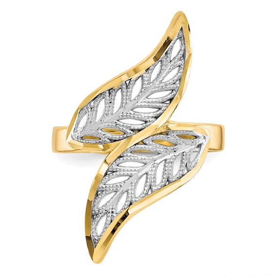 10K w/Rhodium Diamond-Cut Filigree Ring