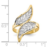 10K and White Rhodium Diamond-Cut Filigree Leaves Bypass Ring view 3
