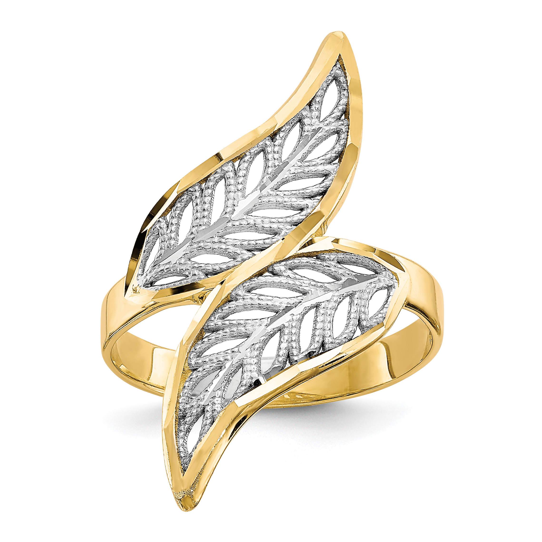 10K w/Rhodium Diamond-Cut Filigree Ring (10C1263)