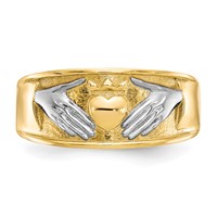 10K and White Rhodium Mens Claddagh Band view 5