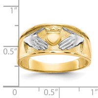10K and White Rhodium Mens Claddagh Band view 3