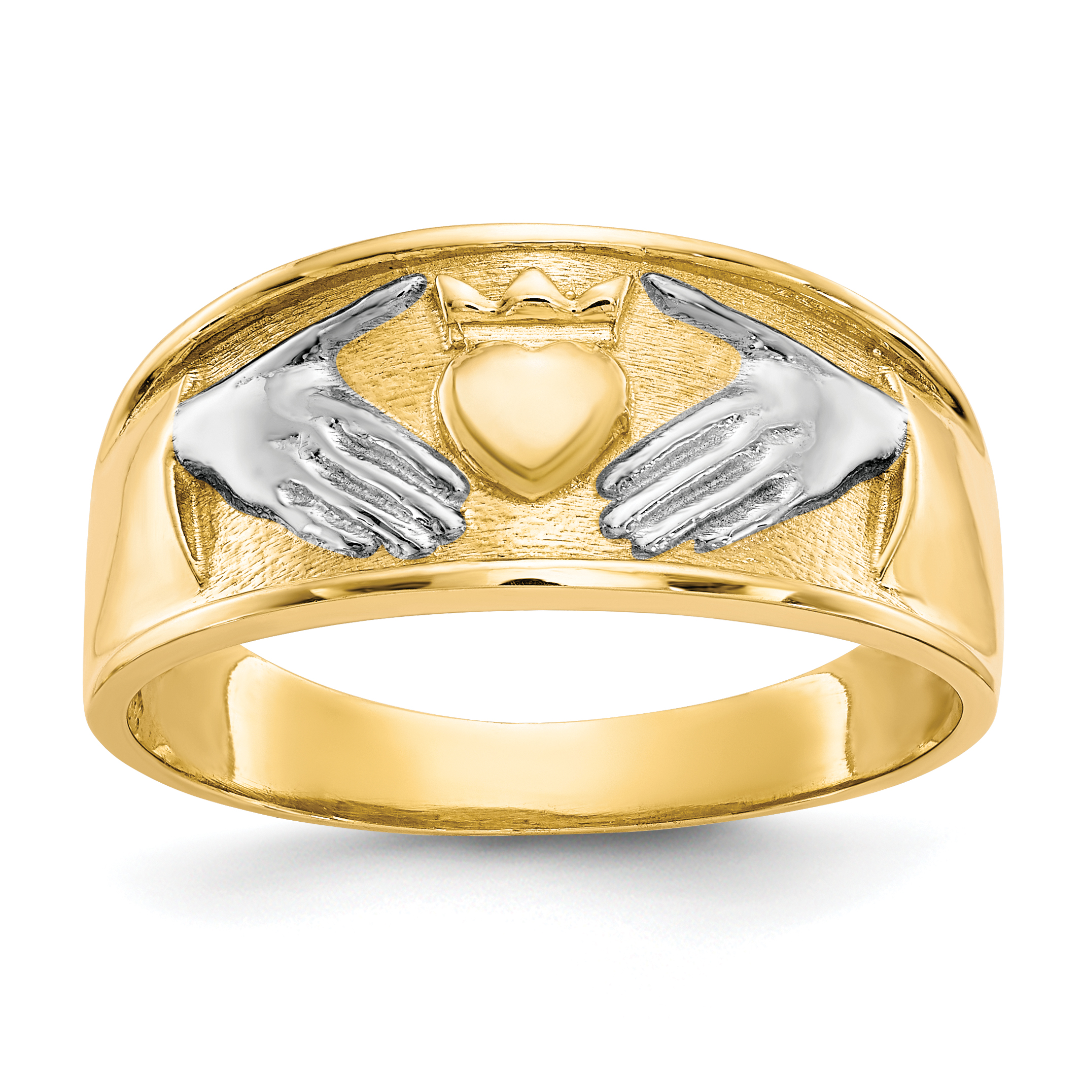 10k & Rhodium Men's Claddagh Ring (10C1269)