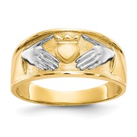 10K and White Rhodium Mens Claddagh Band view 1