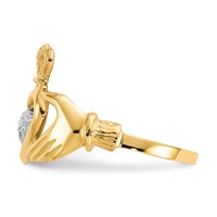 10K and White Rhodium Ladies Claddagh Ring view 4