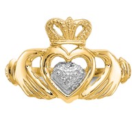 10K and White Rhodium Ladies Claddagh Ring view 5