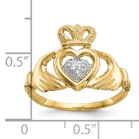 10K and White Rhodium Ladies Claddagh Ring view 3