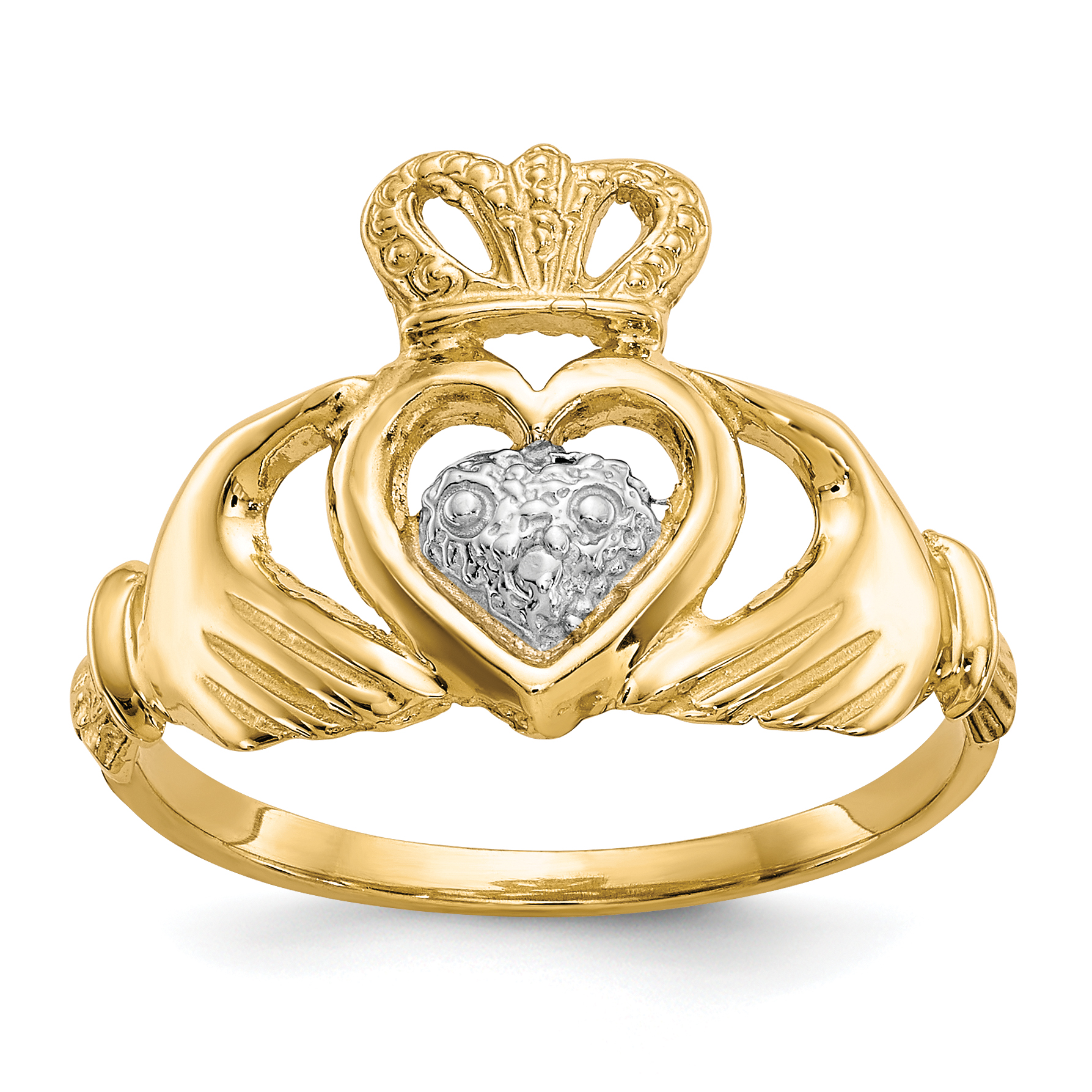 10k & Rhodium Claddagh Ring (10C1270)