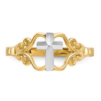 10K and White Rhodium Polished Cross Ring view 5