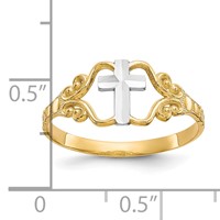 10K and White Rhodium Polished Cross Ring view 3